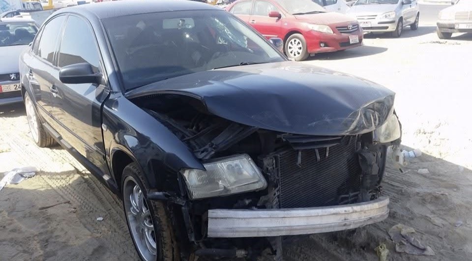 The owner's damaged Volkswagen Passat after the crash that ended the project